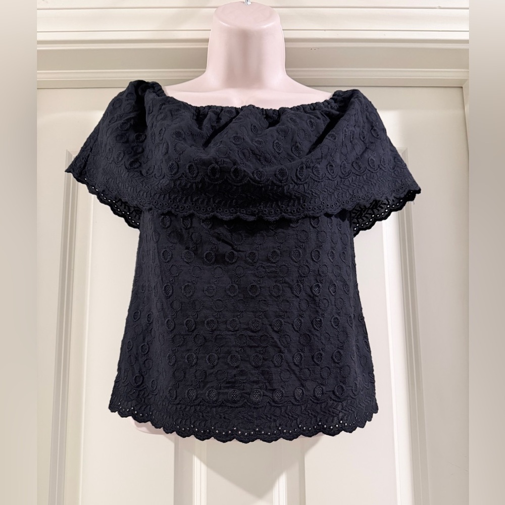 Gianni Bini Black Eyelet Off-Shoulder Blouse